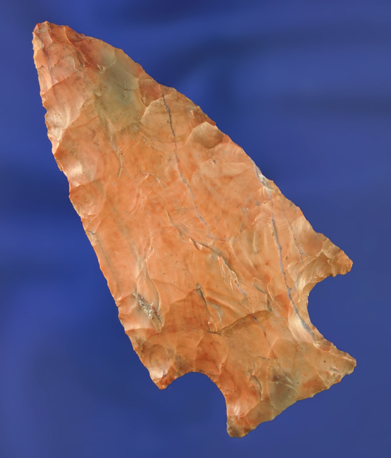3 1/8" Highly Colored Flint Ridge Hopewell found in Licking Co., Ohio.