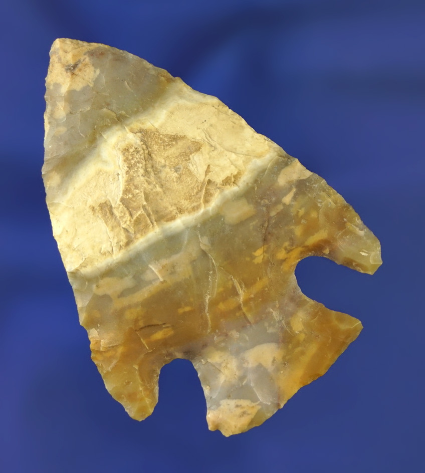 2 1/2" Flint Ridge highly colored Hopewell found in Licking Co., Ohio.