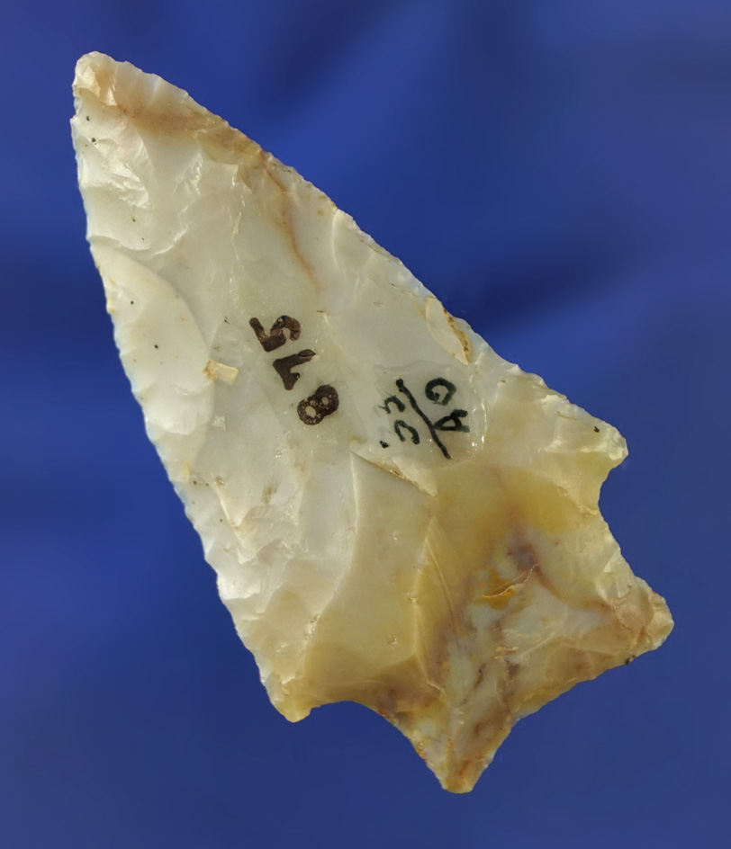 2 1/8" Transitional Paleo point found in Fairfield Co.,  Ohio. Ex. Seeley, Olenick.