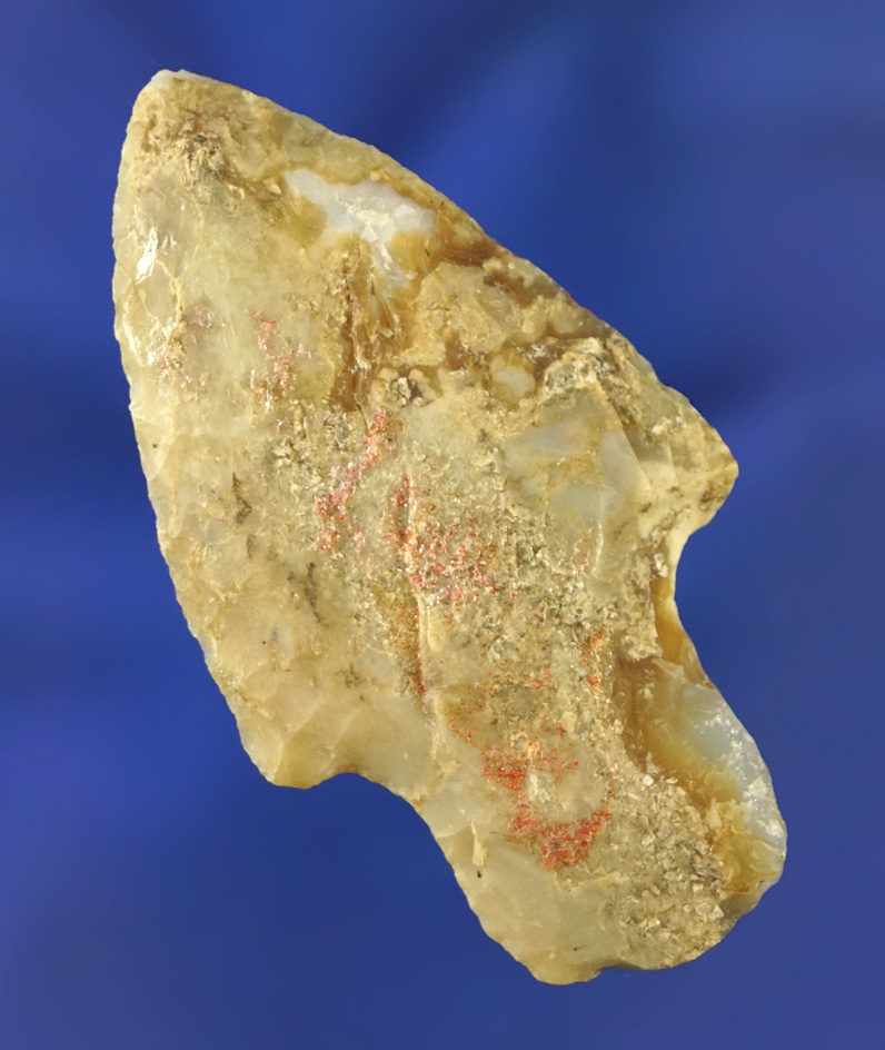 2 1/4" Adena made from high-quality, heavy mineralized Flint Ridge Flint found in Darke Co.,  Ohio.