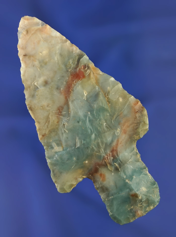 Exceptional color on this 3 7/16" long stem Flint Ridge Flint Adena found in Coshocton Co.,  Ohio.