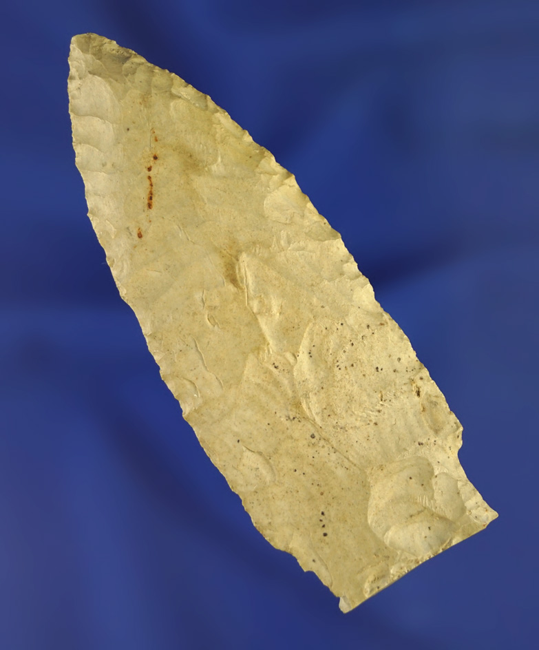3" Paleo Stemmed Lanceolate with an anciently salvaged base found in Perry Co.,  Ohio.