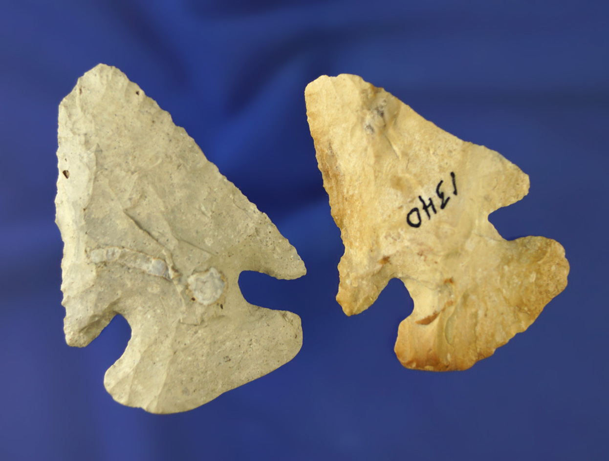 Pair of Ohio Archaic Thebes Bevels, one is a E-Notch. Largest is 2 3/8".