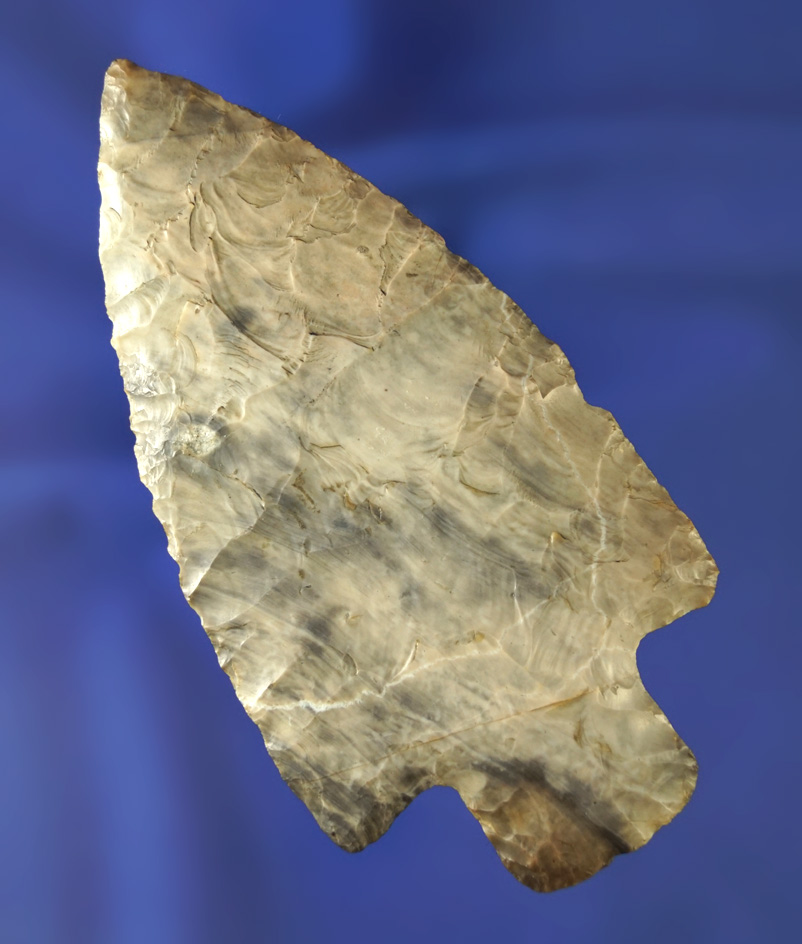 4" Late Adena - colorful Flint Ridge Jewel Flint found in Muskingum Co., Ohio.  Davis G-10 COA.