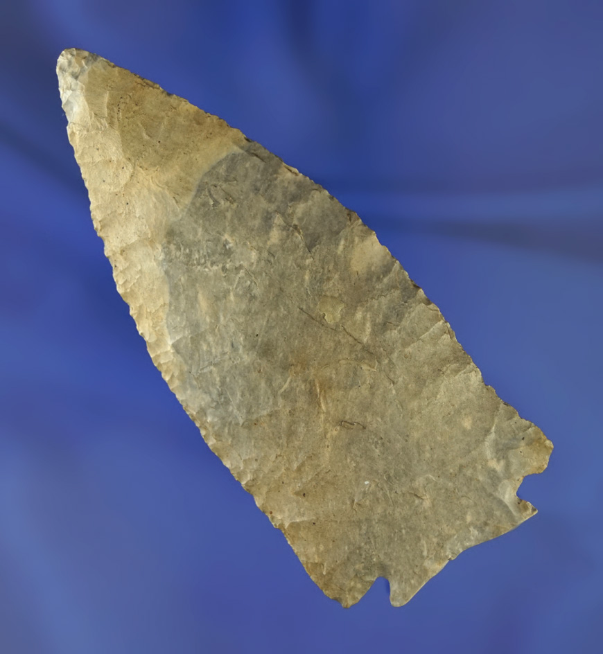 3 7/8" Coshocton Flint Fractured Base Decatur found in Coshocton Ohio.