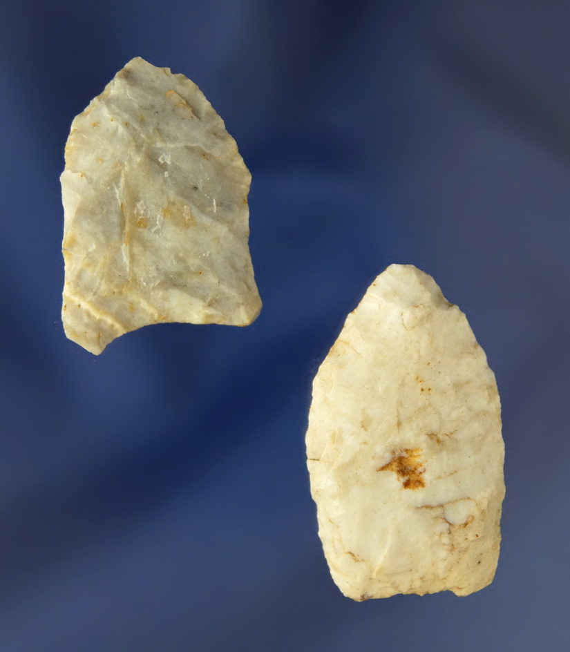 Pair of Paleo Dart Points found in Ohio, largest is 1 3/8".