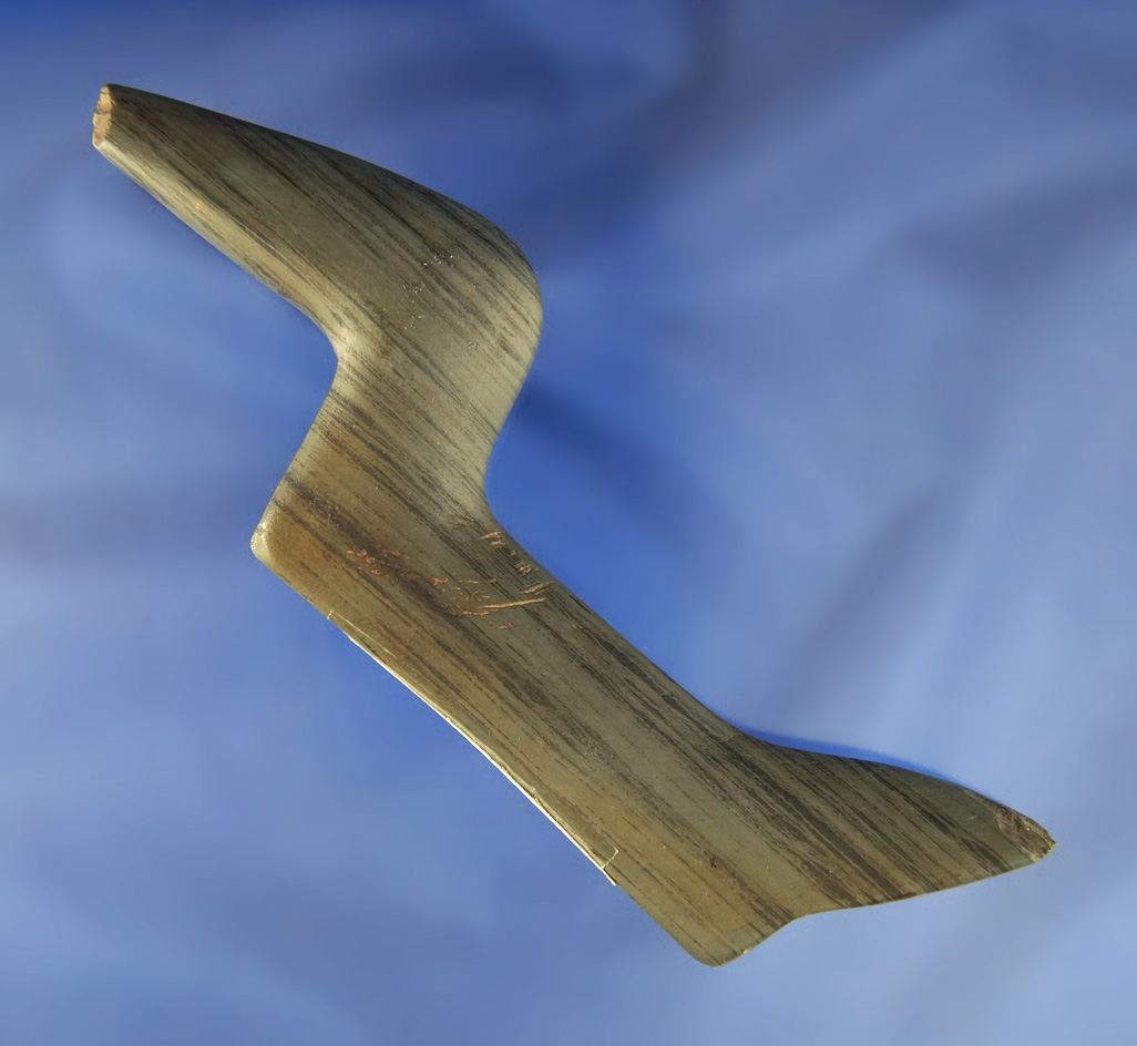 5 1/2"  slate Birdstone found by Jay Burnworth on Hardin Ohio Co.,  Road 48 SW. of Dola Ohio.