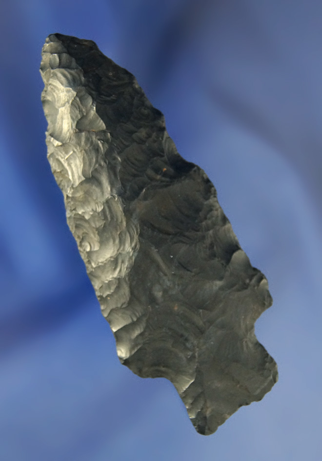 3 3/8" Heavy Duty made from Black Zaleski Flint found in Knox County Ohio. Ex. Hooks collection.