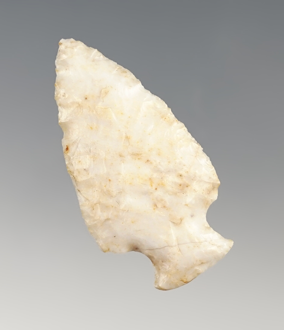 Nice 1 3/4" Ohio Bottleneck made from Flint Ridge Flint. Ex. Stuard collection.