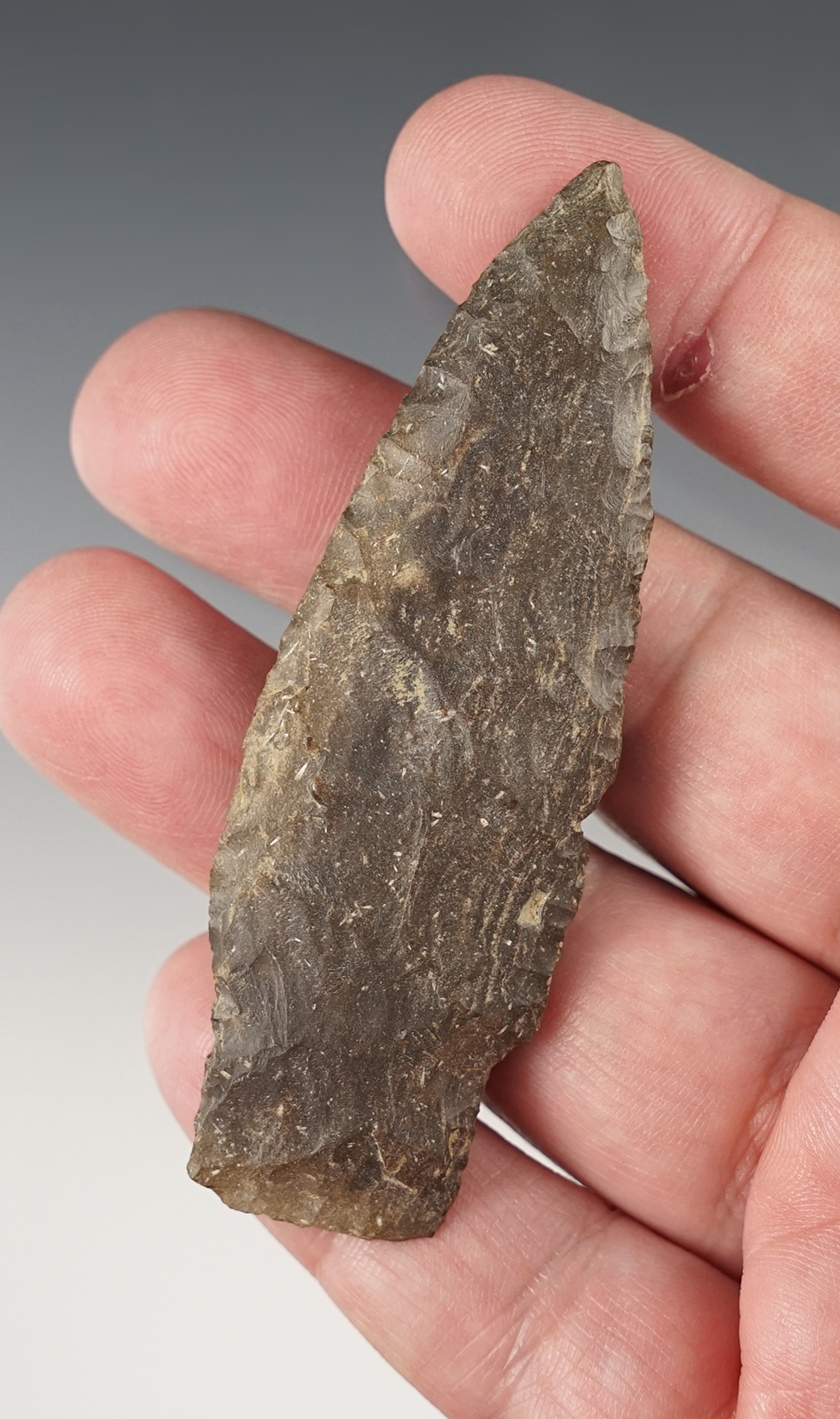 Classic style 3 3/16" Paleo Stemmed Lance found in Ohio.