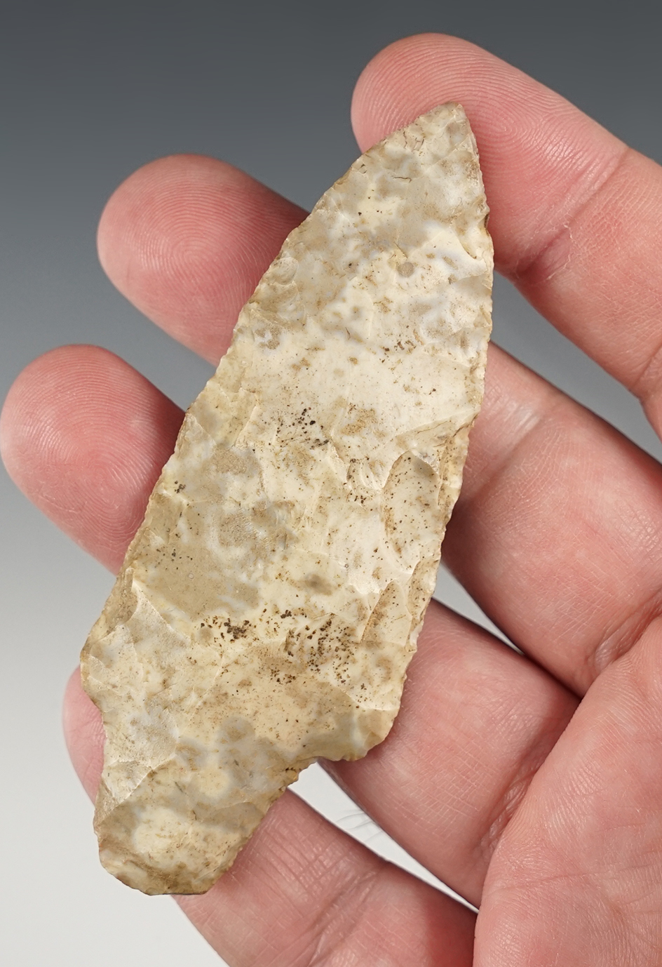 Nice 3 1/2" mottled chert Adena found in the Midwest.
