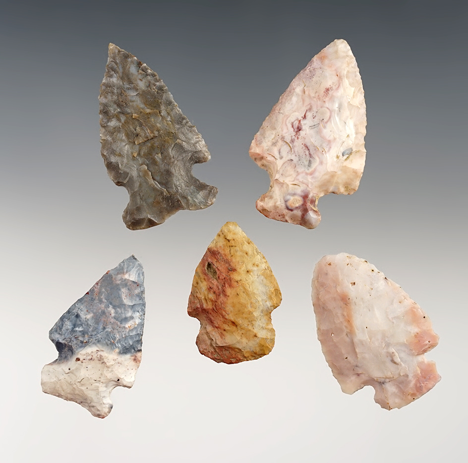 Set of 5 well made Ohio points in great condition. The largest is 1 13/16".