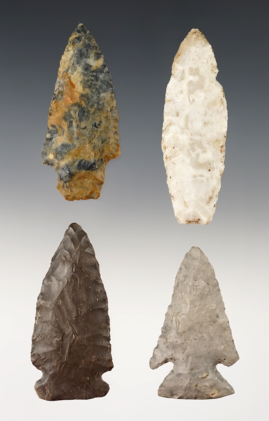 Set of 4 nicely made Ohio points. The largest is 2 3/4".