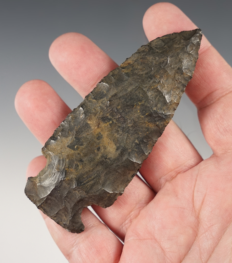 3 3/4" Ohio Sidenotch made from very heavily patinated Coshocton Flint.