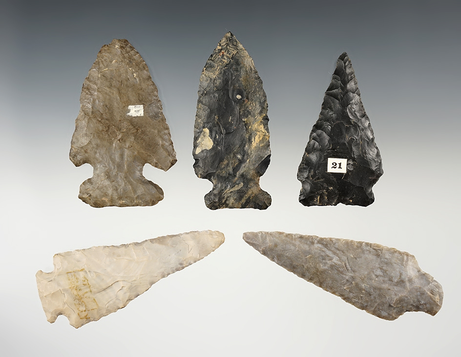 Set of 5 Ohio Knives in good condition. The largest is 3 7/16".