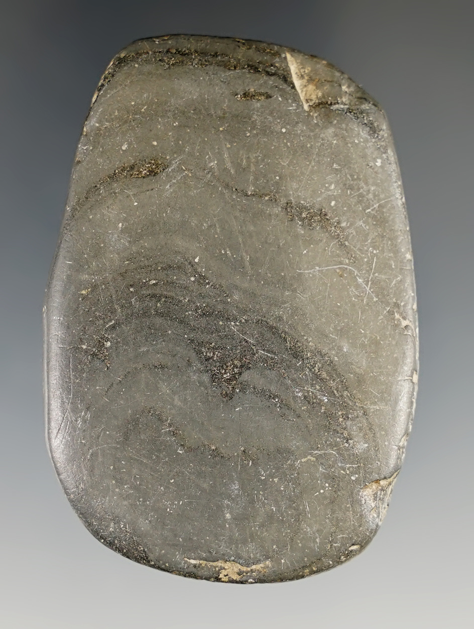 2 5/16" undrilled Miniature Pendant made from Banded Slate  found in Preble Co., Ohio.