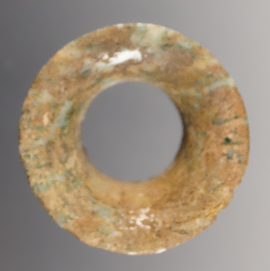 Rare! 1 1/4" Pre-Columbian Ear spool made from a type of jadite found in Mesoamerica.