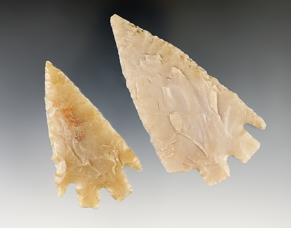 Pair of Texas Montells. The largest is 3 3/8". The smaller point has a Rogers COA.