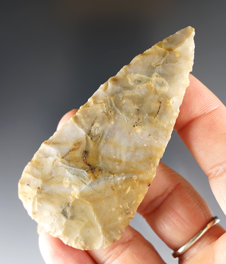 3 1/8" Flint Ridge Cache Blade found in Ohio. Nicely flaked.