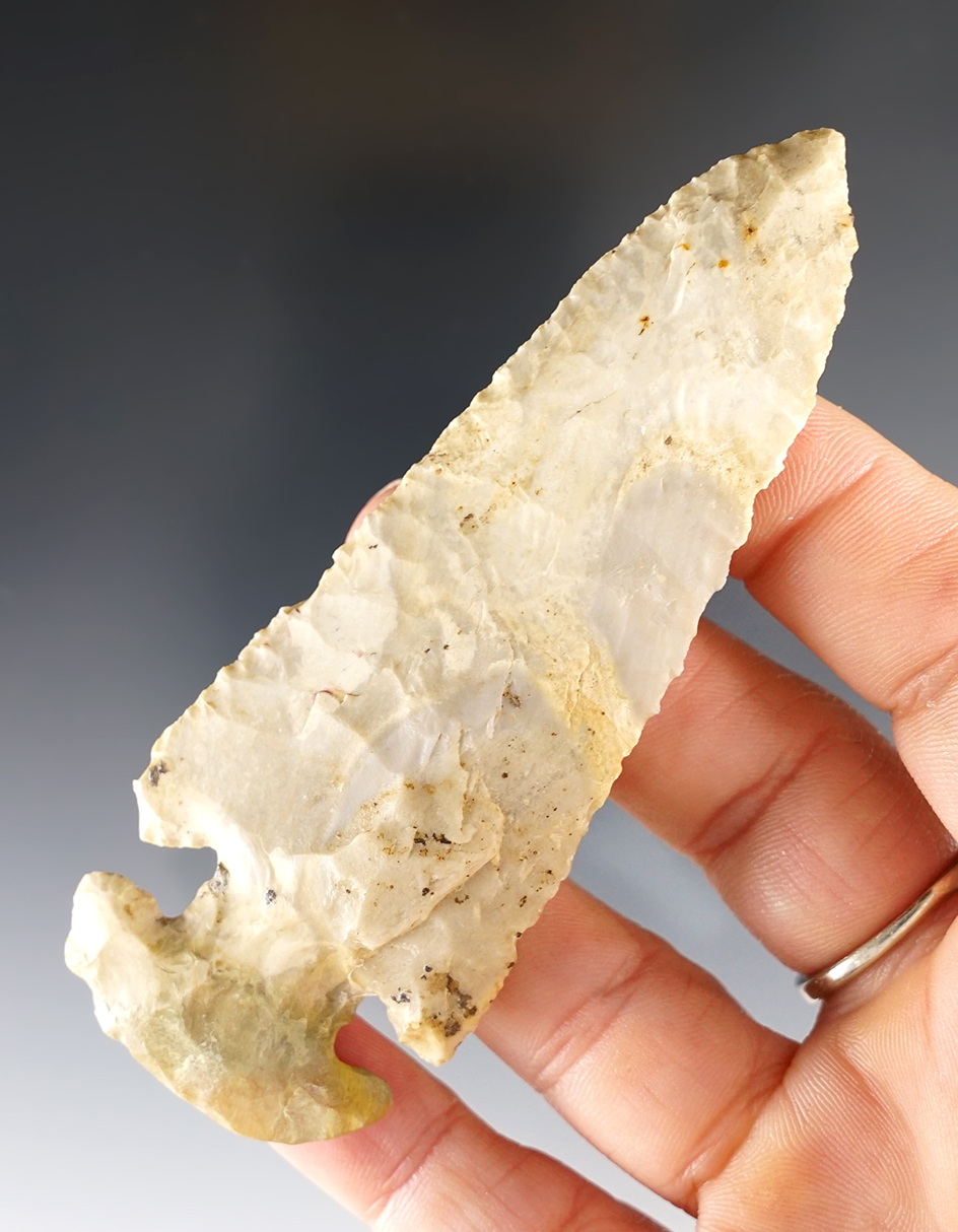 3 13/16" Ohio Thebes E-Notch  with restoration to one base corner. 