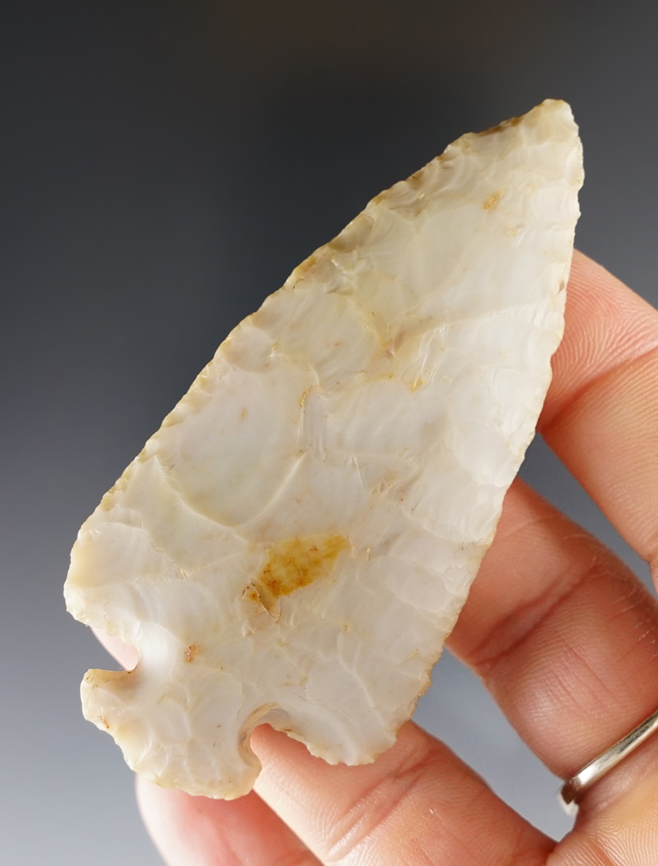 Well patinated 3 1/16" Flint Ridge Dovetail found in Licking Co., Ohio. 