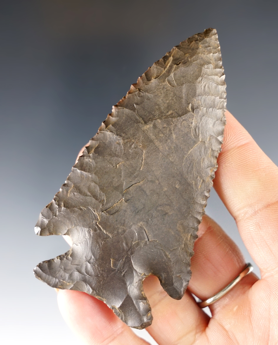 Fine 3 7/16" Archaic Cornernotch - Pickaway Co., Ohio. Ex. -Bapst collection. Pictured.