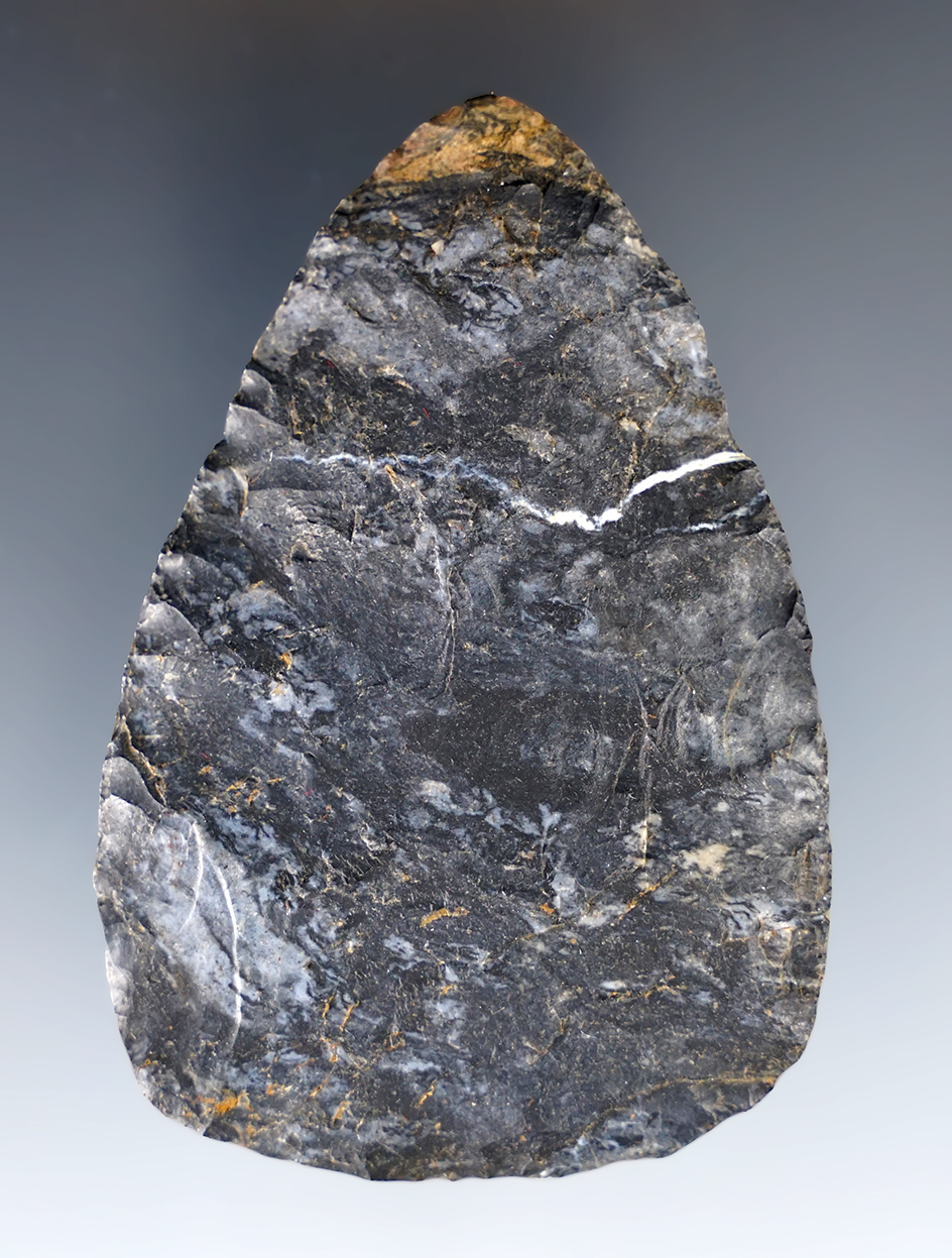 3 1/16" Cache blade made from Coshocton Flint. Nice style with lightning line.