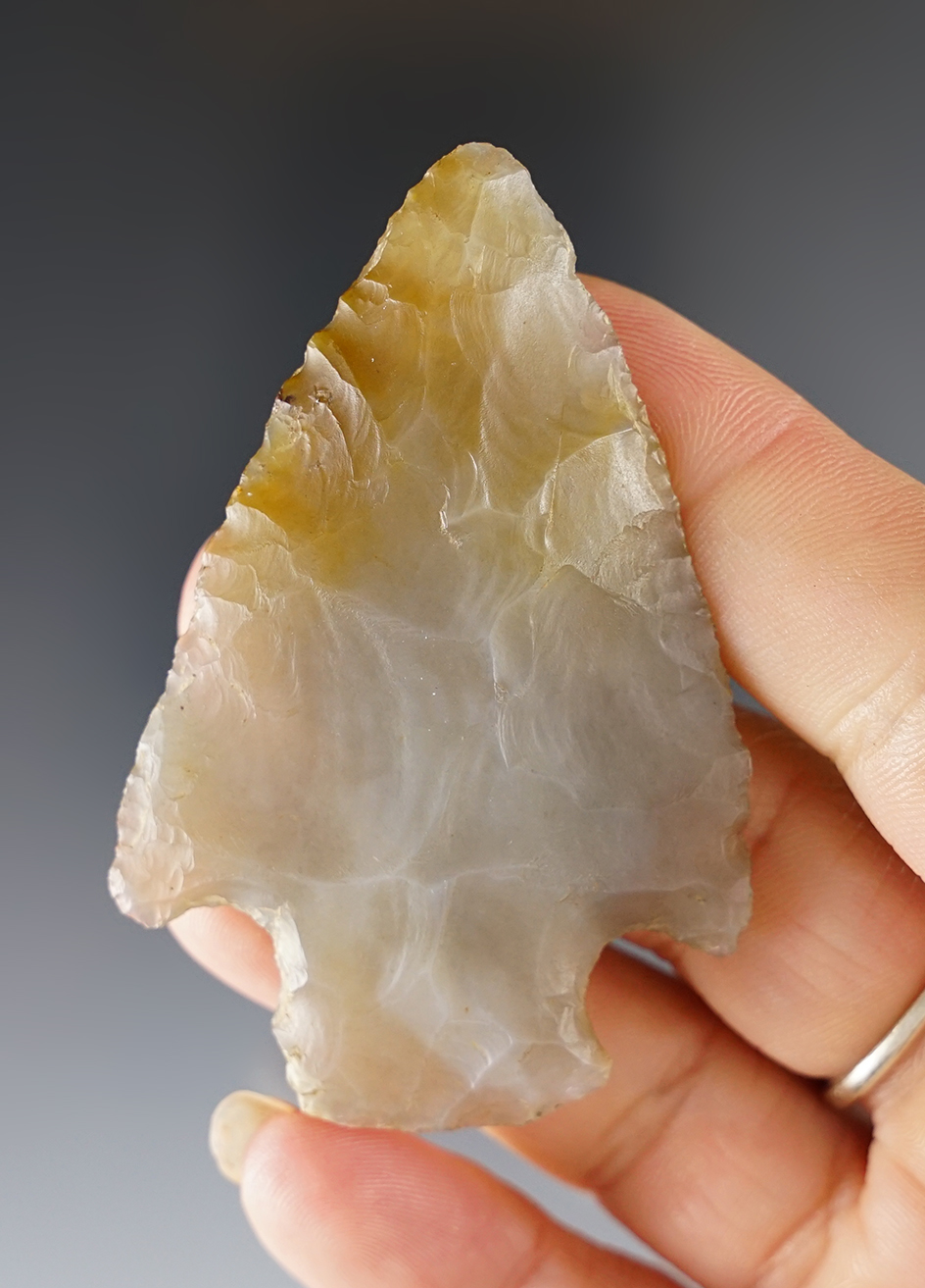 3 5/8" Flint Ridge Hopewell found in Medina Co., Ohio. Well patianted. Ex. Barrow collection.