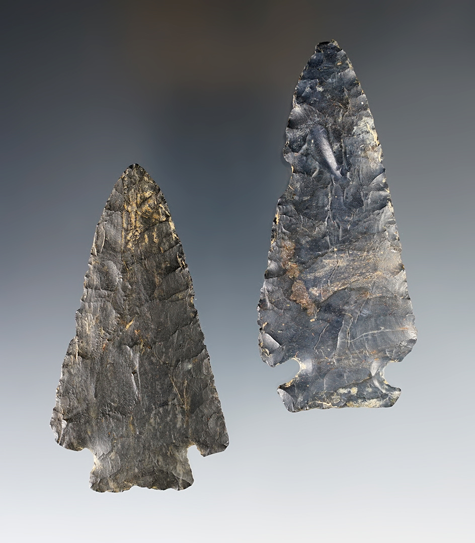 Pair of Archaic Knives - Coshocton Flint found near West Bedford, Coshocton Co., Ohio. 