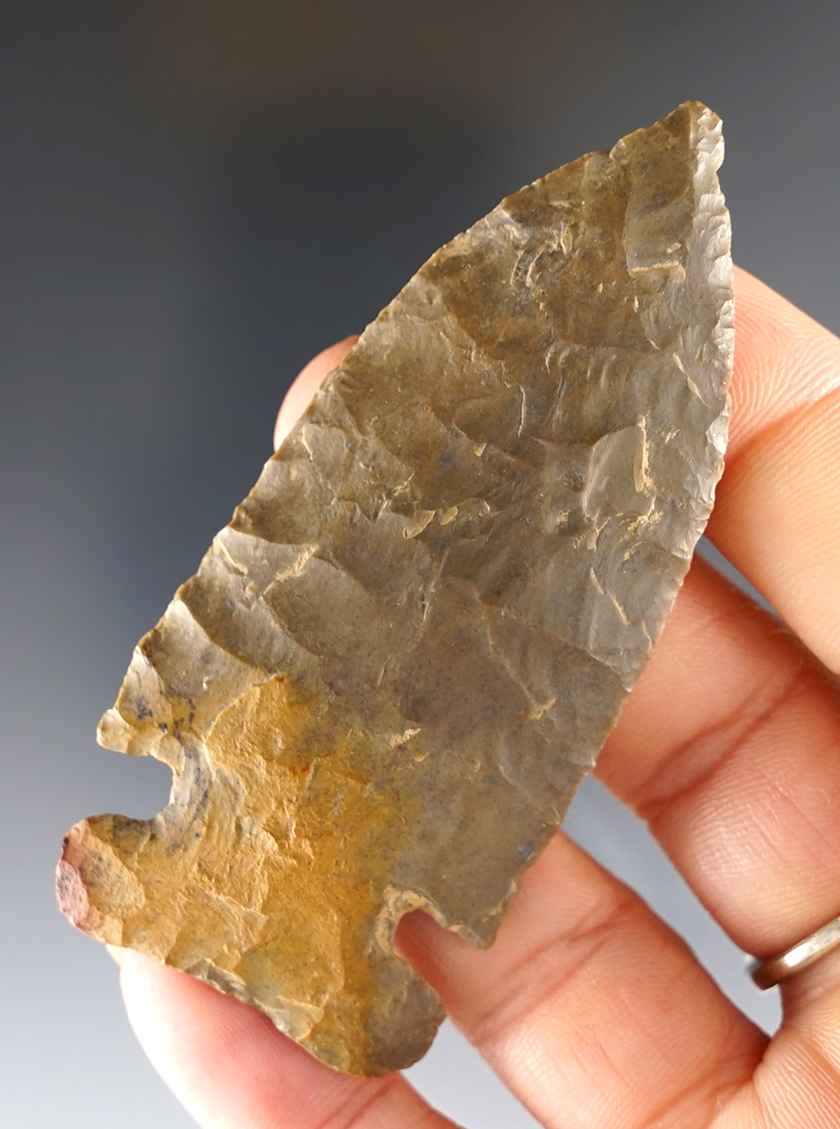 Well made 3" Archaic Sidenotch with excellent ancient grinding to the base. Midwestern U.S. 