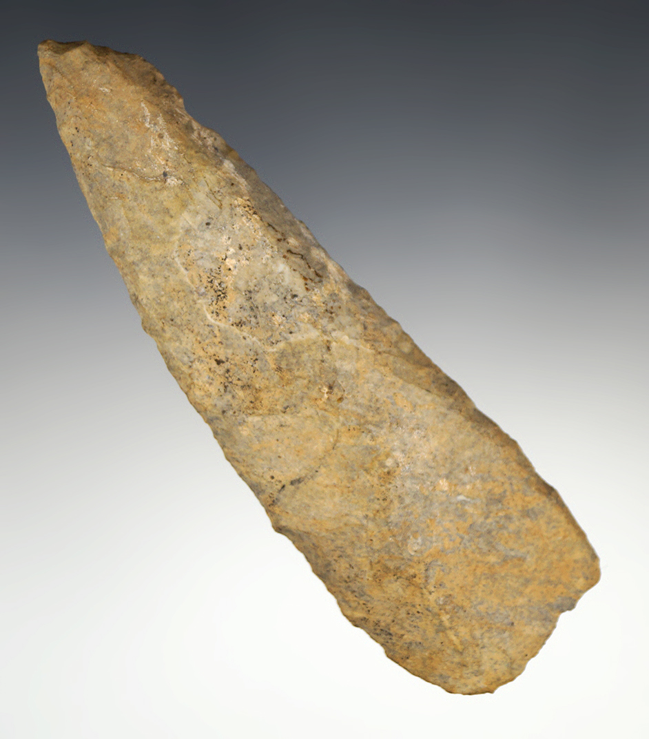 Excellent! Classic style 5 18" Paleo Uniface knife - Adair Co., Kentucky. Heavily patinated.