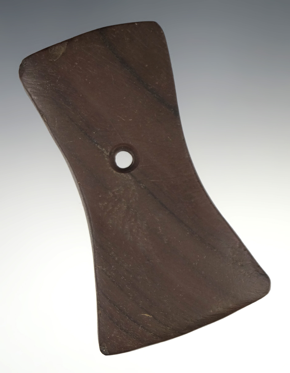 3 7/16"  Adena Bi-concave Pendant - Trumbull Co., Ohio- attractive red and black slate.