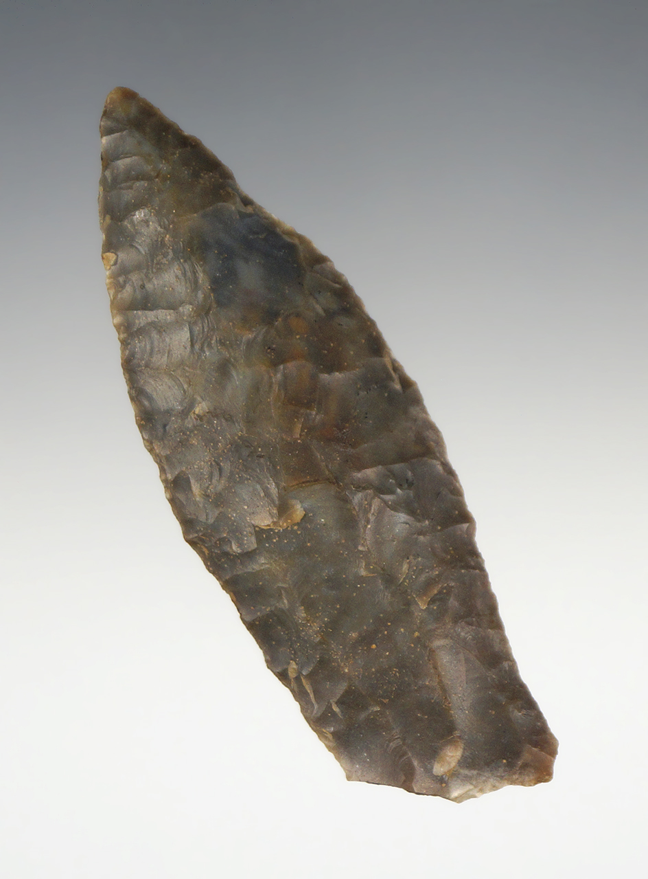 3 18" Paleo fluted Cumberland found in Trigg Co., Kentucky that is beautifully patinated.