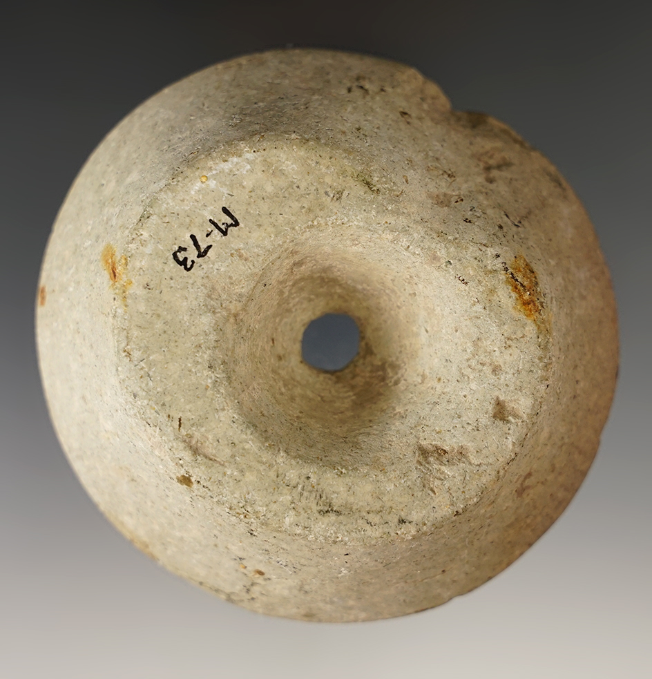 Large 3 5/8" diameter Pre-Columbian drilled bead or ornament.