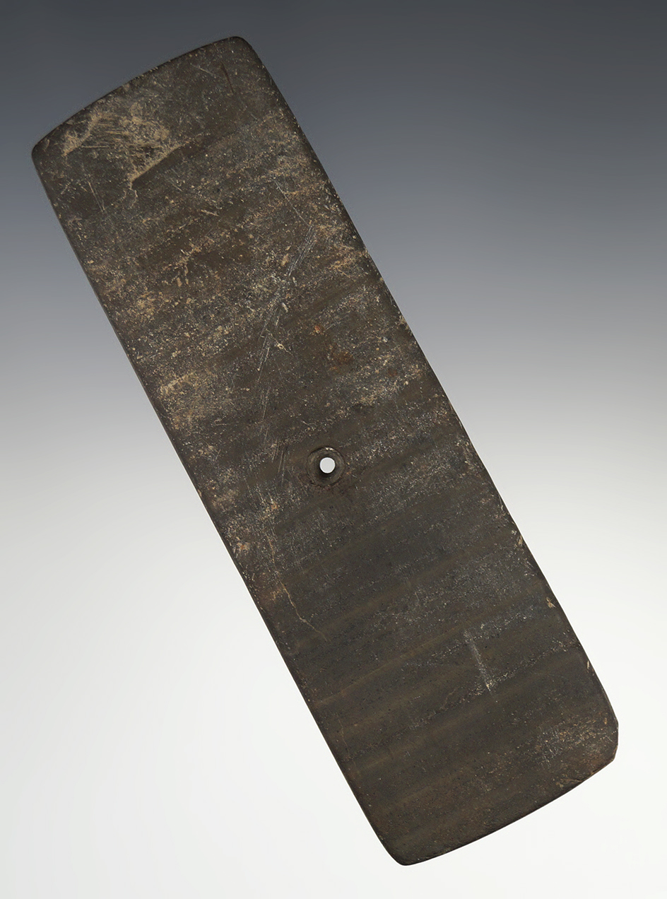 5 1/16" Banded Glacial Slate Rectangular Pendant - Hancock Co., Ohio. Ex. O. Wisehart, T. Davis.