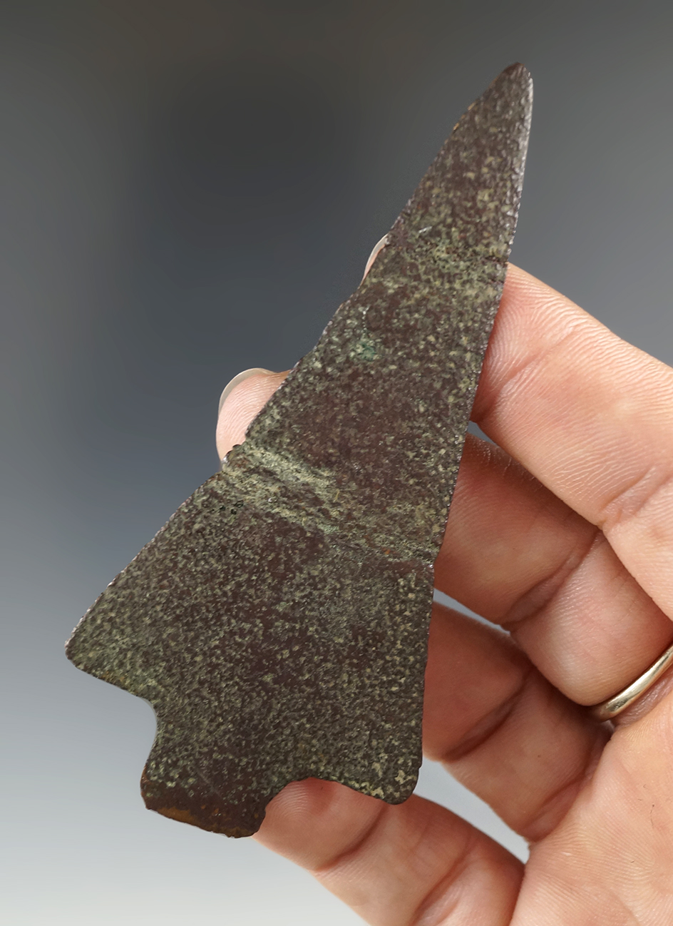 3 7/16" Historic period copper spear point - Michigan. From the old Phil Waigle collection.
