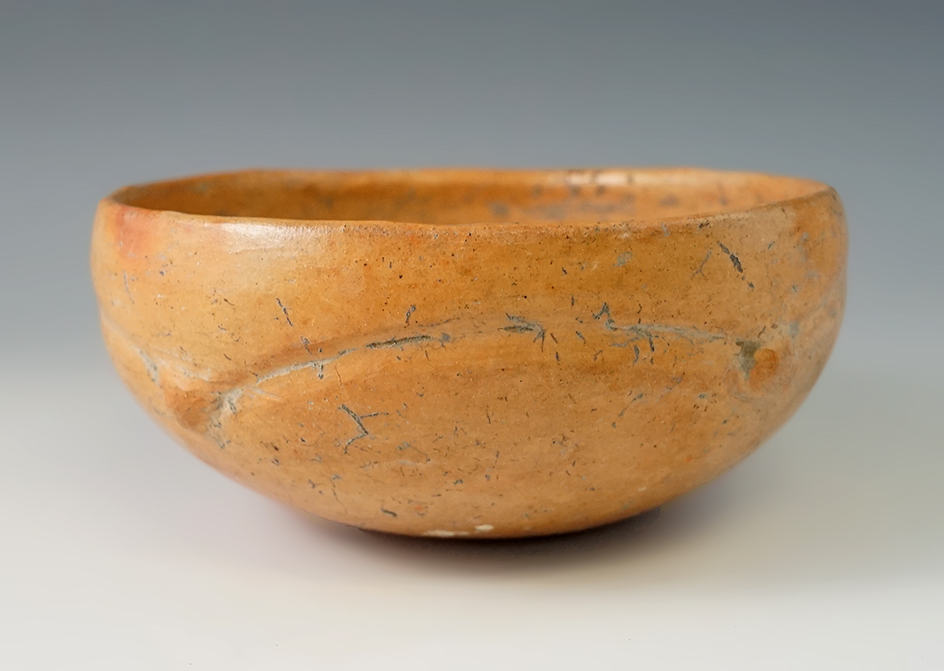4 3/4" Wide by 1 3/4" Tall Late Classic Period Mayan Bowl found in Guatemala. Circa AD 600-900.