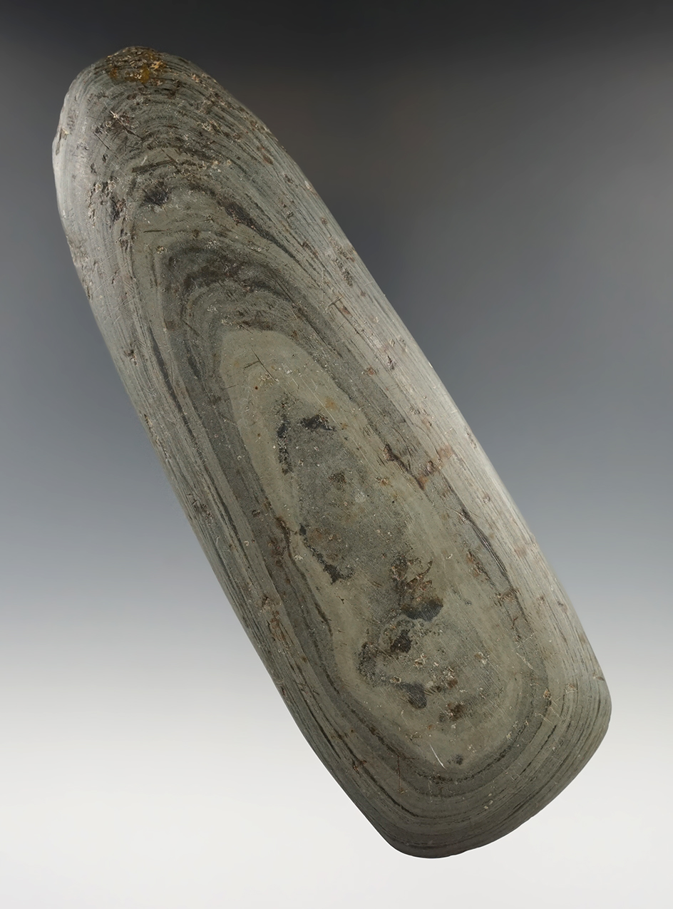 Exceptional! 6 1/16" nicely polished Celt made from banded glacial slate - Summit Co., Ohio.
