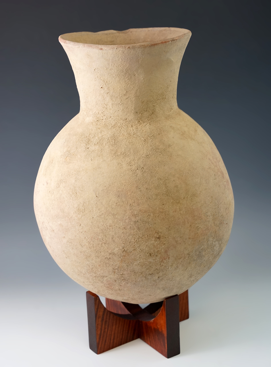 Very large 12" tall pre-Columbian Chancay culture pottery vessel found in Peru.