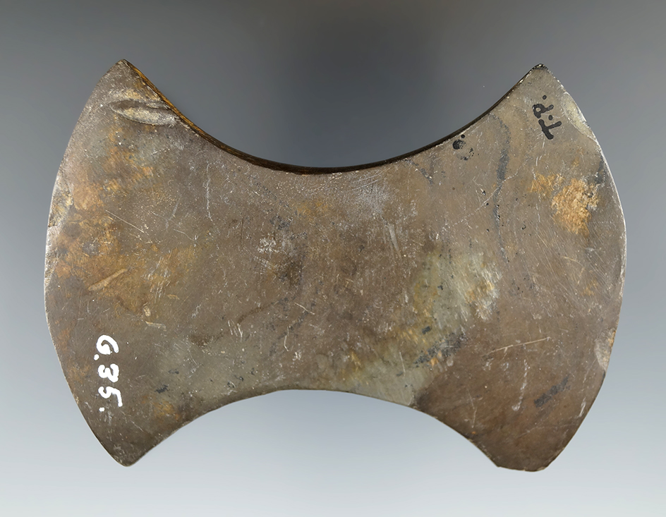 4 1/8" Undrilled Adena Bi-Concave Gorget found in Richland Co., Ohio. Ex. Tim Ponstingle.