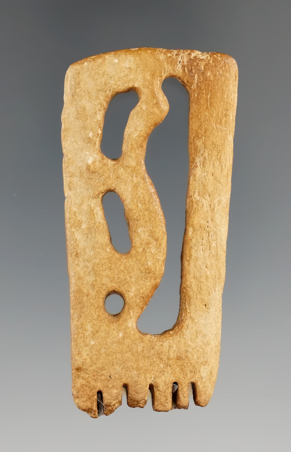 2 5/8" nicely carved Iroquois bone comb handle found in Ontario Co., New York.