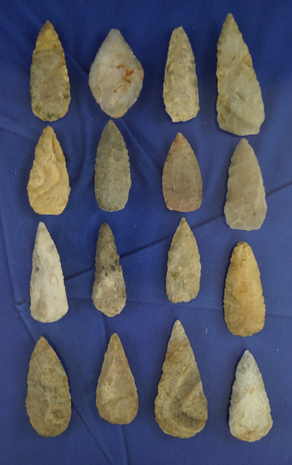 Nice group of assorted triangular and leaf shaped Blades found in Texas, largest is 2".
