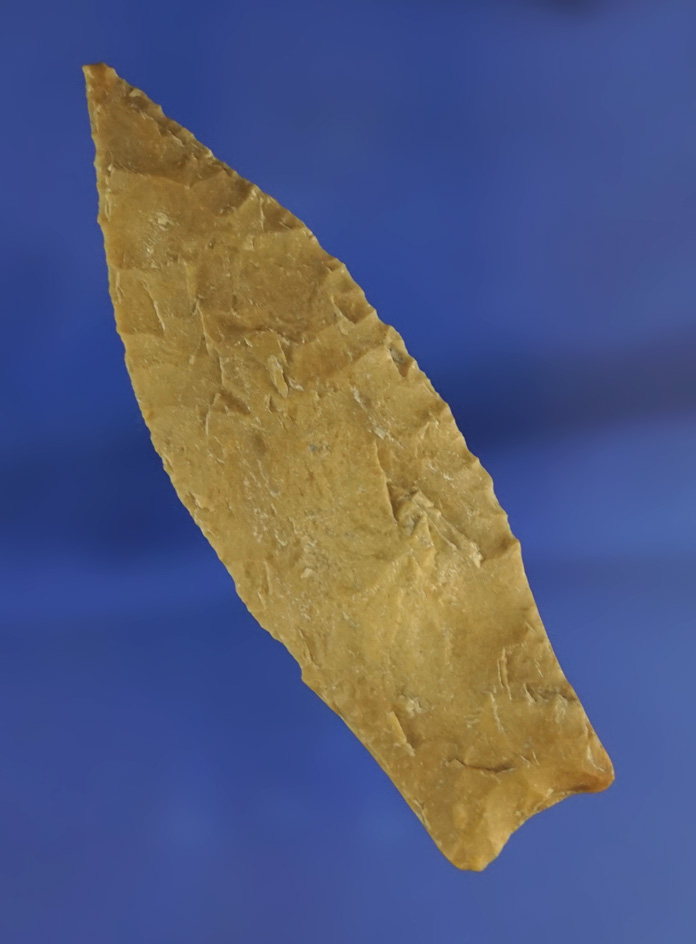 2 7/8" Early Stemmed with heavily ground lower edges found in Texas.