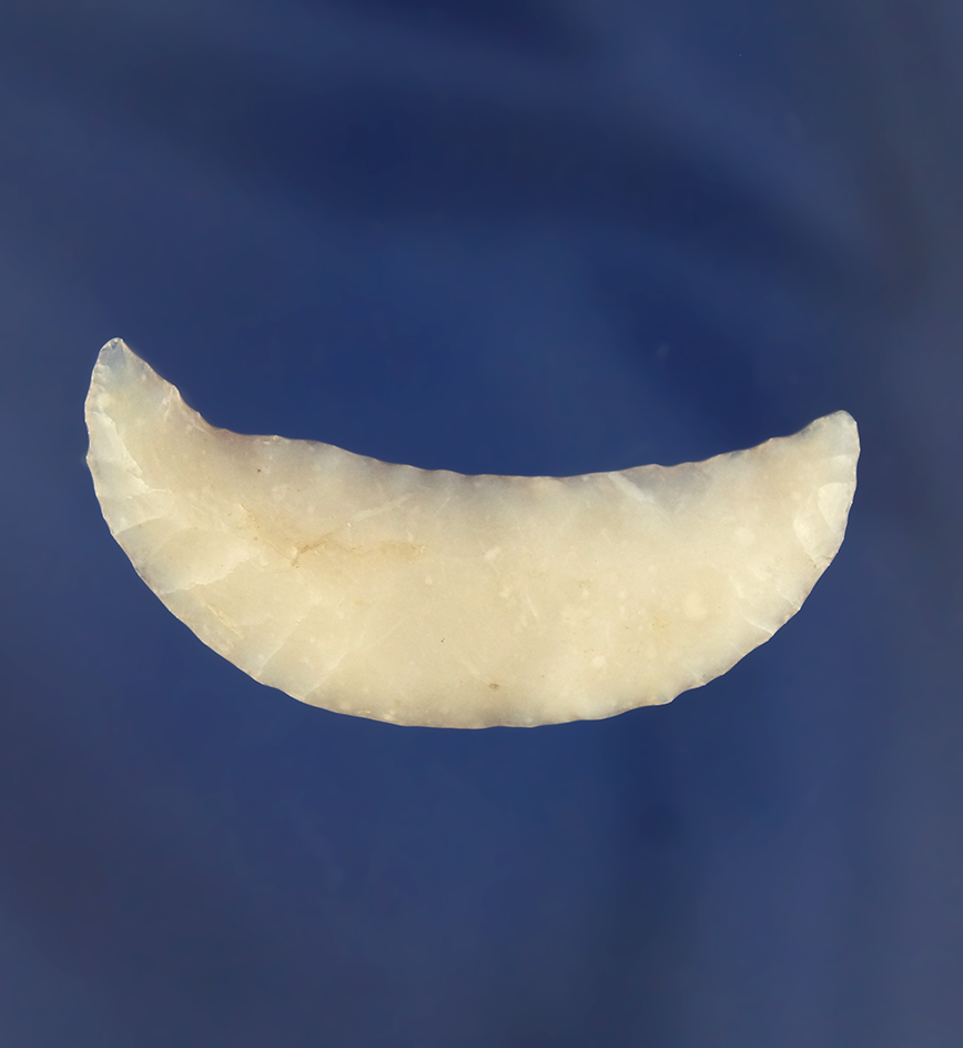 Nice! 1 7/8" Paleo Crescent made from high grade semi-translucent Chalcedony found in Oregon