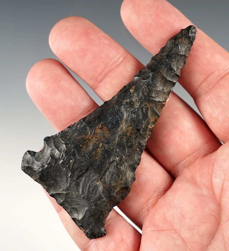 3 7/16" Ohio Meadowood that was heavily resharpened in ancient times. 