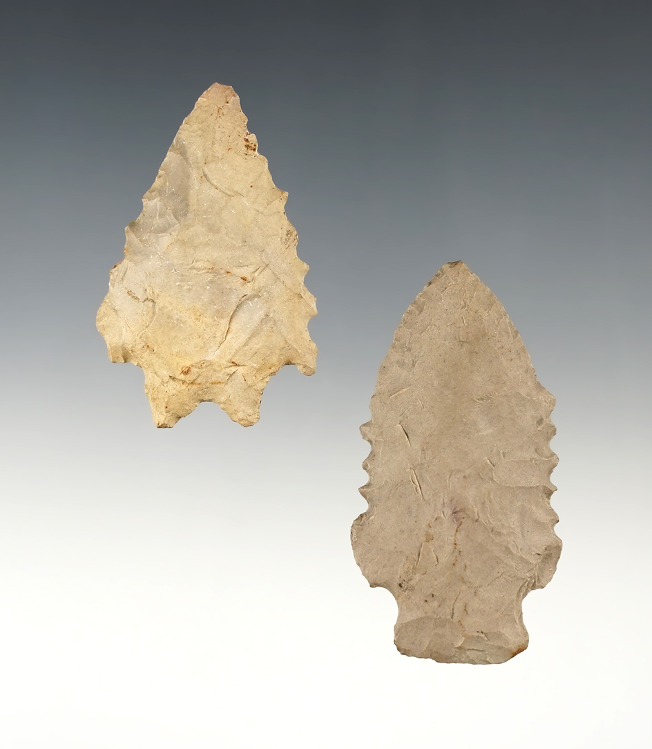 Pair of Ohio points that are nicely serrated. The largest is 2 3/8".