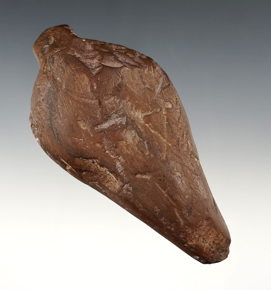 4 1/2" Lizard Effigy found in Blackford Co., Indiana. Made from patinated red slate. 