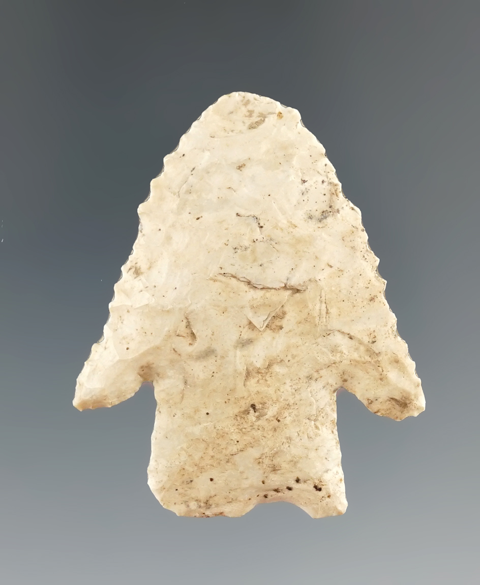 1 13/16" Hardin made from Burlington chert found in St. Louis Co., Missouri. Rogers COA.