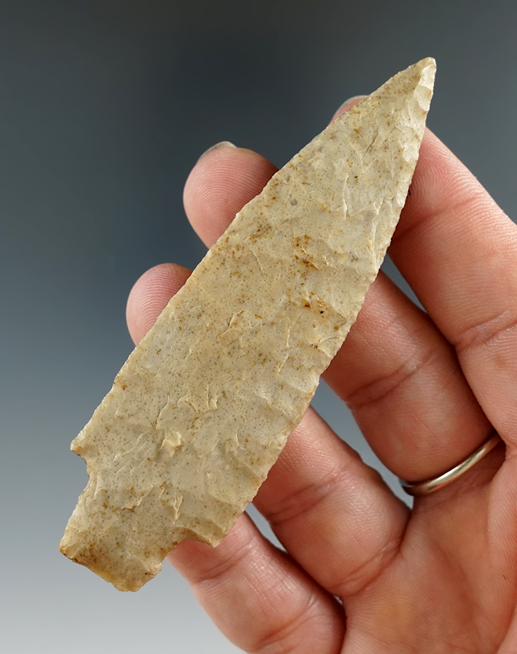3 7/16" Dallas point found in Central Texas. Ex. Bob Galvin collection. Comes with a Perino COA.
