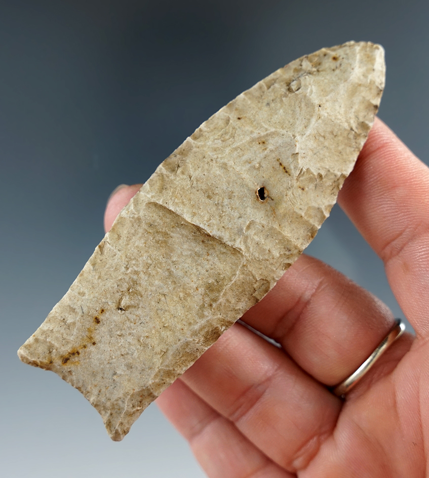 3 1/2" Paleo Fluted Clovis found in Southern Illinois. Ex. Campbell Collection. Rogers and Bennett C